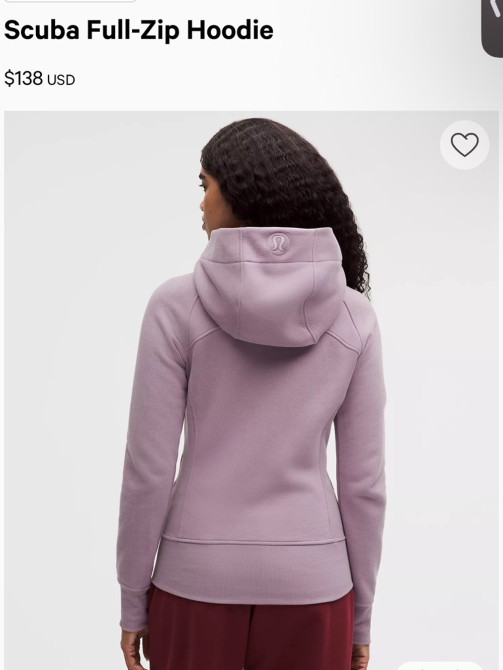 lululemon athletica Scuba Full-Zip Hoodie in Dusty Lavender